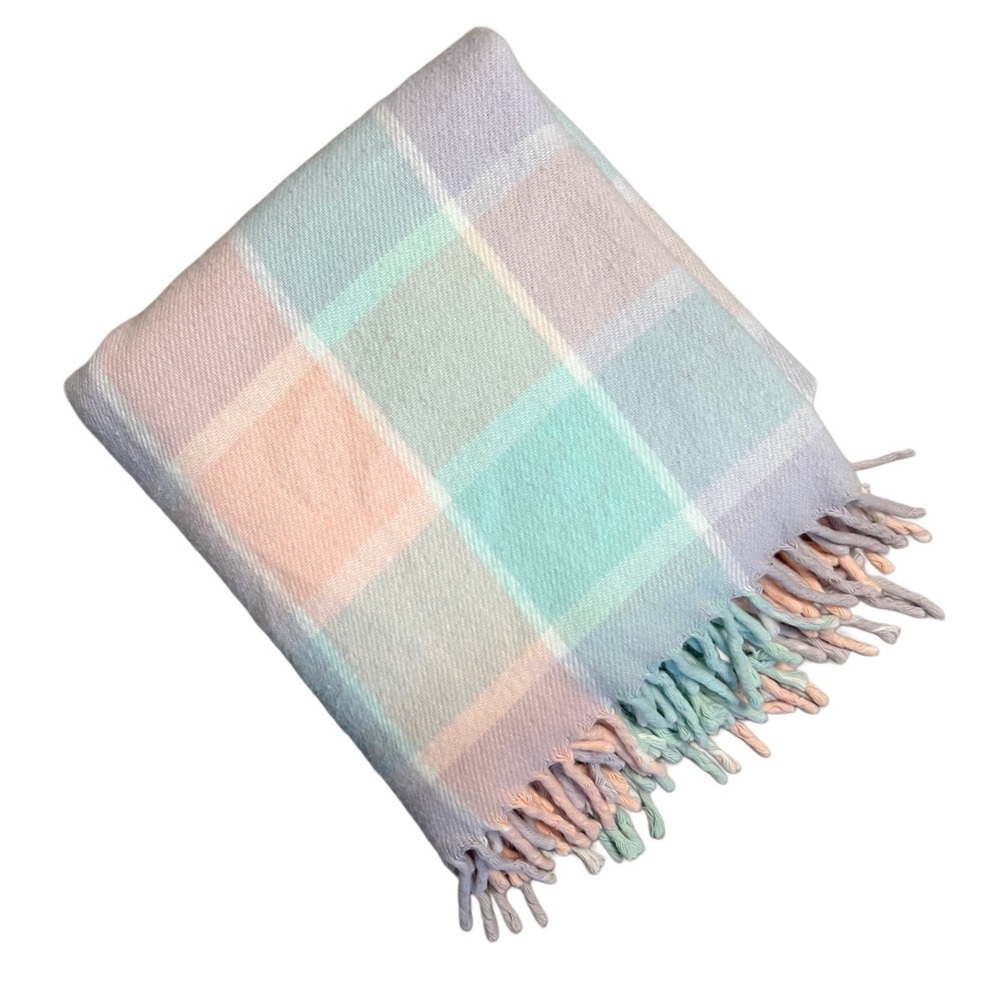 Vintage Fairbo Acrylic Pastel Plaid Throw